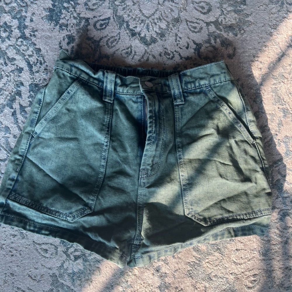 Green Denim Shorts